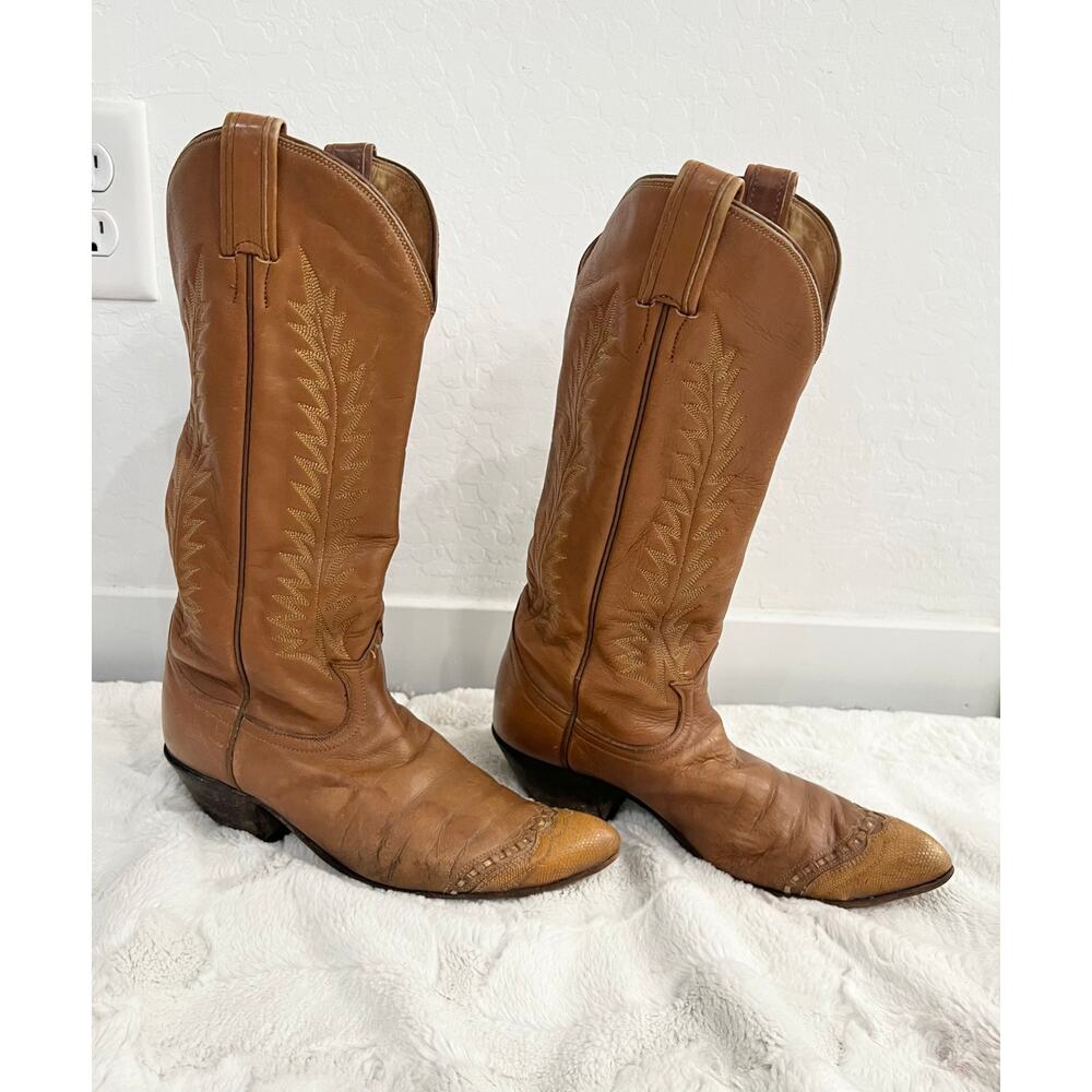 TONY LAMA Cowboy Boots Women's Sz 6 1/2 C, Style 7454 light Brown 6.5 C Vintage